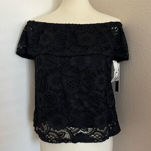 Aqua Lace Off Shoulder Top